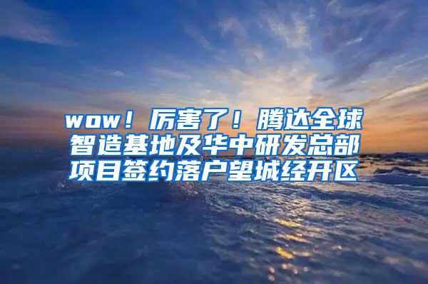 wow！厉害了！腾达全球智造基地及华中研发总部项目签约落户望城经开区