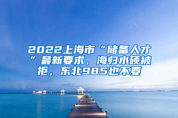 2022上海市“储备人才”最新要求，海归水硕被拒，东北985也不要