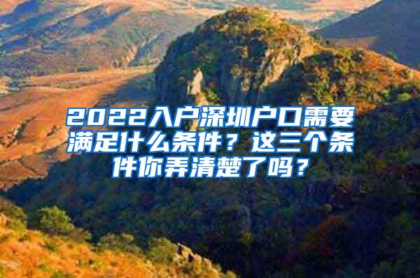 2022入户深圳户口需要满足什么条件？这三个条件你弄清楚了吗？