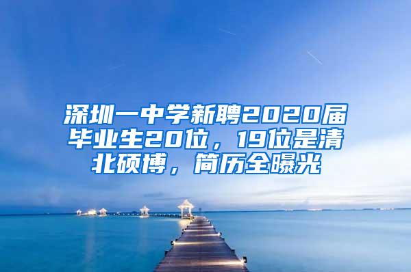 深圳一中学新聘2020届毕业生20位，19位是清北硕博，简历全曝光