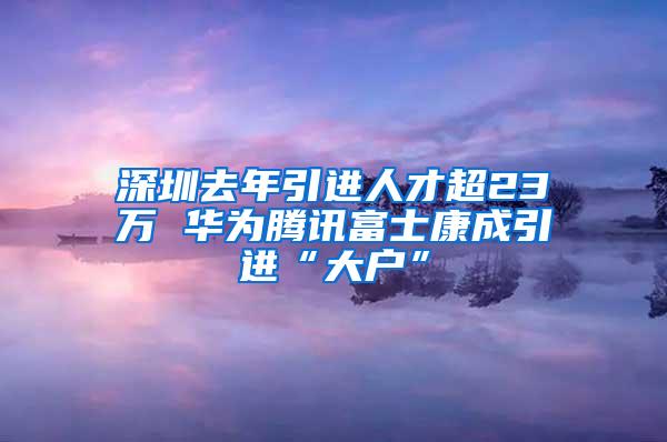 深圳去年引进人才超23万 华为腾讯富士康成引进“大户”