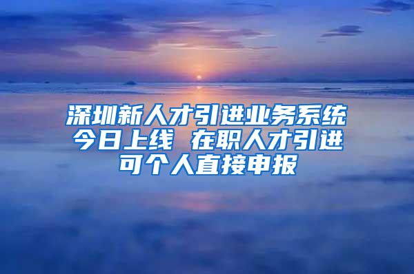 深圳新人才引进业务系统今日上线 在职人才引进可个人直接申报