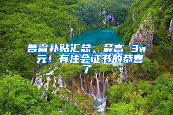 各省补贴汇总，最高 3w 元！有注会证书的恭喜了