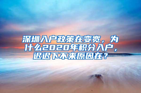 深圳入户政策在变宽，为什么2020年积分入户，迟迟下不来原因在？