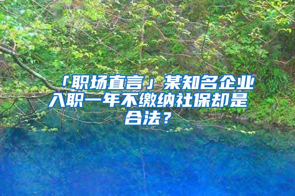 「职场直言」某知名企业入职一年不缴纳社保却是合法？