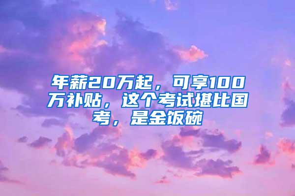 年薪20万起，可享100万补贴，这个考试堪比国考，是金饭碗