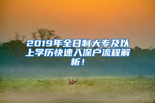 2019年全日制大专及以上学历快速入深户流程解析！