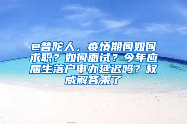 @普陀人，疫情期间如何求职？如何面试？今年应届生落户申办延迟吗？权威解答来了→