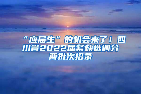 “应届生”的机会来了！四川省2022届紧缺选调分两批次招录