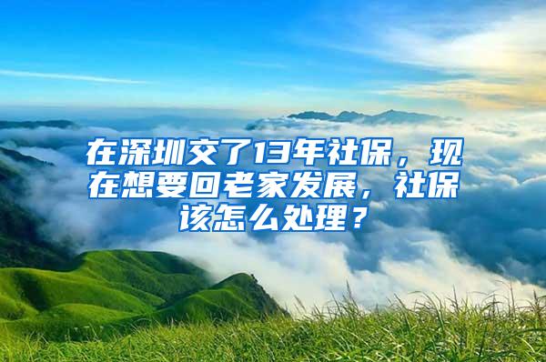 在深圳交了13年社保，现在想要回老家发展，社保该怎么处理？