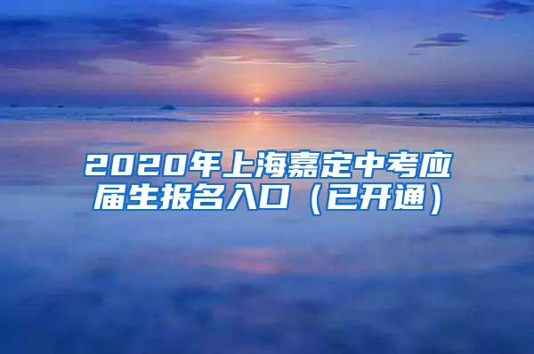 2020年上海嘉定中考应届生报名入口（已开通）