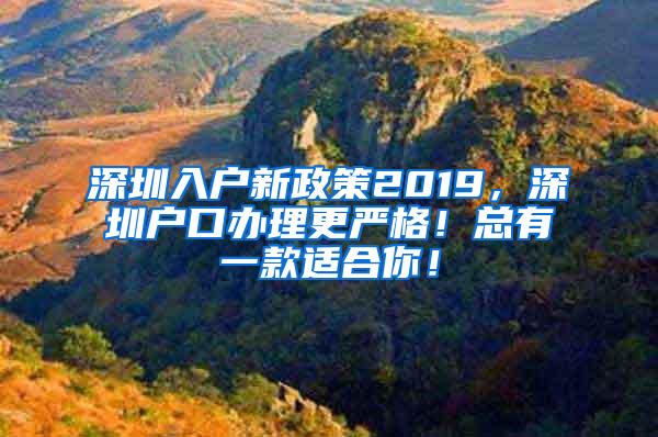 深圳入户新政策2019，深圳户口办理更严格！总有一款适合你！