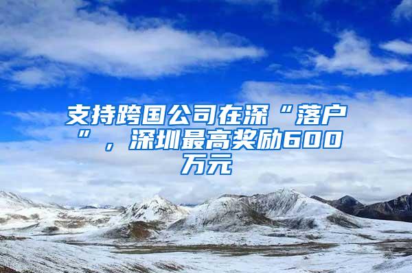 支持跨国公司在深“落户”，深圳最高奖励600万元