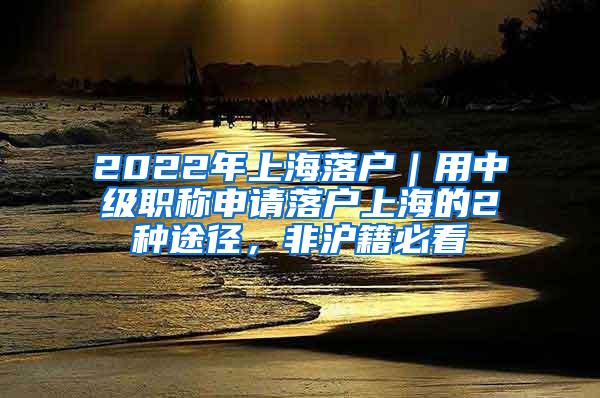 2022年上海落户｜用中级职称申请落户上海的2种途径，非沪籍必看