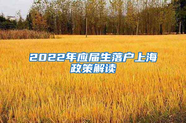 2022年应届生落户上海政策解读