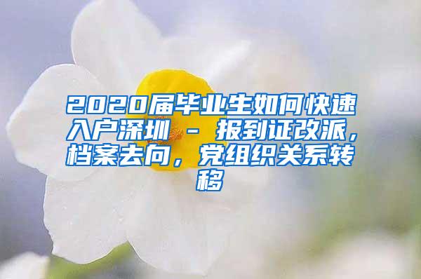 2020届毕业生如何快速入户深圳 - 报到证改派，档案去向，党组织关系转移