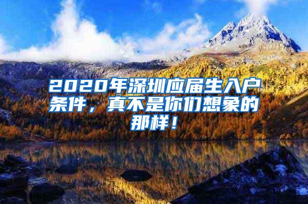 2020年深圳应届生入户条件，真不是你们想象的那样！