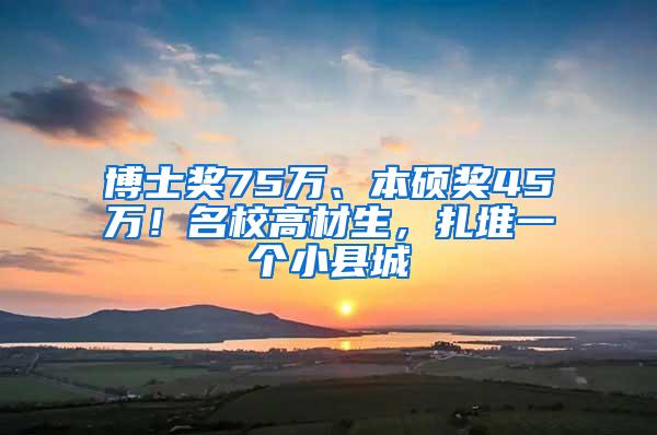 博士奖75万、本硕奖45万！名校高材生，扎堆一个小县城