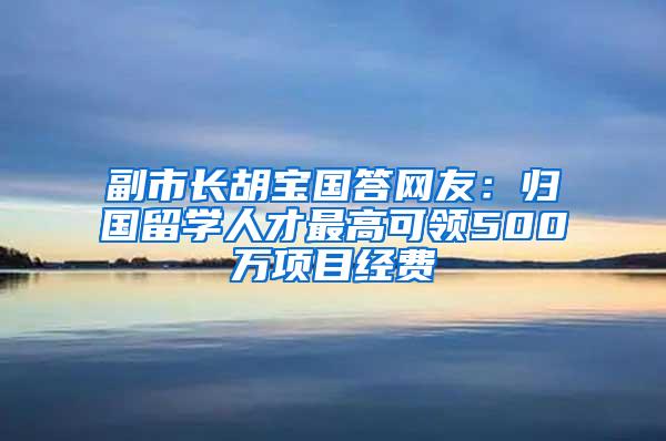 副市长胡宝国答网友：归国留学人才最高可领500万项目经费