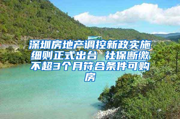 深圳房地产调控新政实施细则正式出台 社保断缴不超3个月符合条件可购房