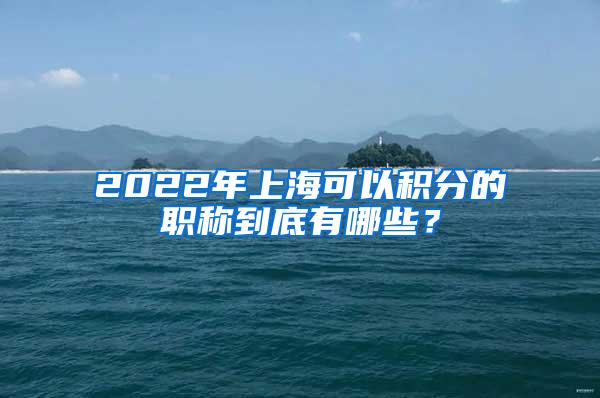 2022年上海可以积分的职称到底有哪些？