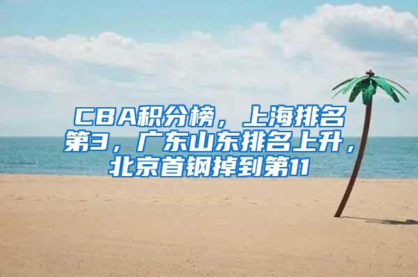 CBA积分榜，上海排名第3，广东山东排名上升，北京首钢掉到第11