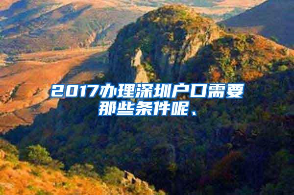 2017办理深圳户口需要那些条件呢、