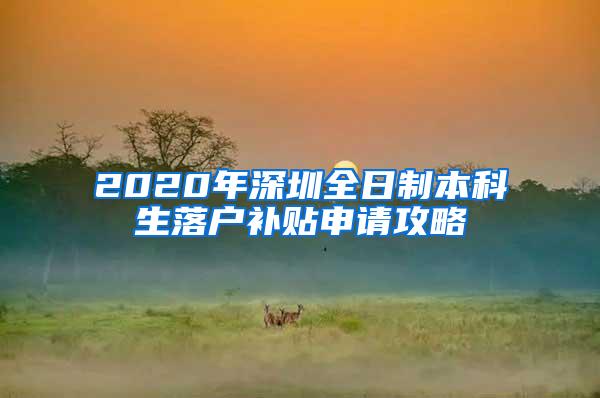 2020年深圳全日制本科生落户补贴申请攻略