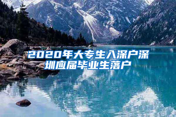 2020年大专生入深户深圳应届毕业生落户