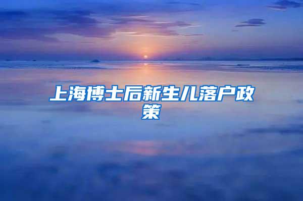 上海博士后新生儿落户政策