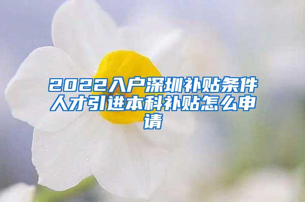 2022入户深圳补贴条件人才引进本科补贴怎么申请