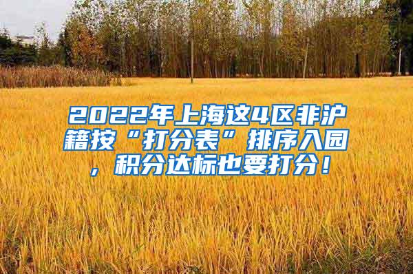 2022年上海这4区非沪籍按“打分表”排序入园，积分达标也要打分！