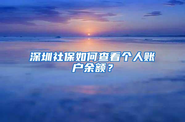 深圳社保如何查看个人账户余额？