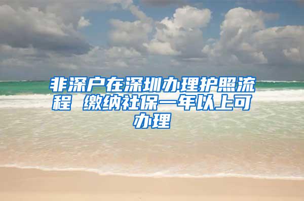 非深户在深圳办理护照流程 缴纳社保一年以上可办理