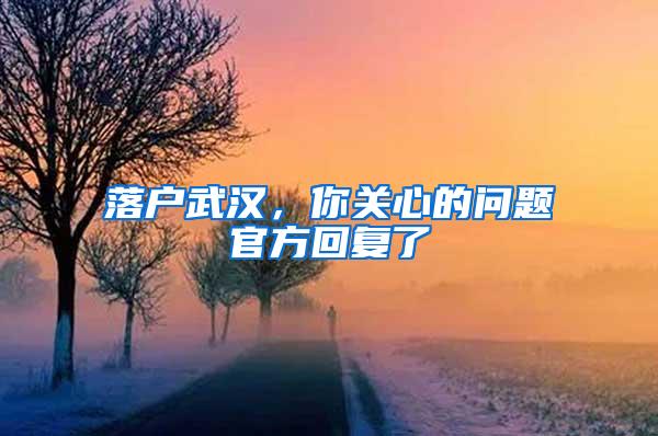 落户武汉，你关心的问题官方回复了