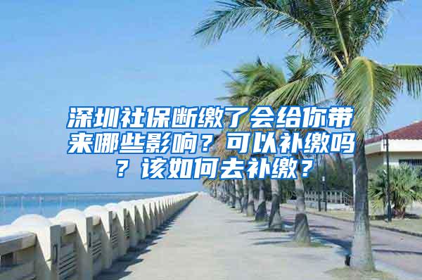 深圳社保断缴了会给你带来哪些影响？可以补缴吗？该如何去补缴？