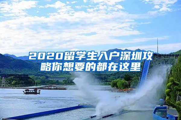 2020留学生入户深圳攻略你想要的都在这里