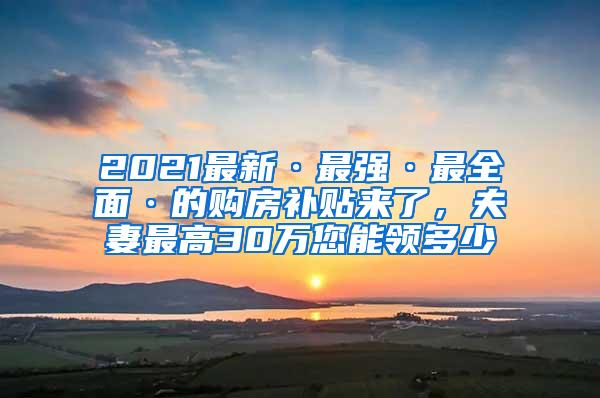 2021最新·最强·最全面·的购房补贴来了，夫妻最高30万您能领多少