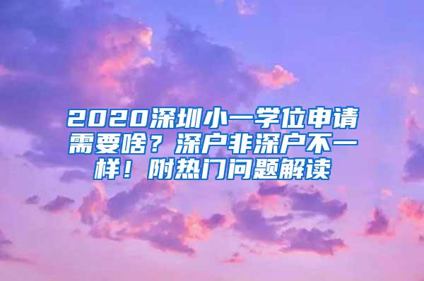 2020深圳小一学位申请需要啥？深户非深户不一样！附热门问题解读