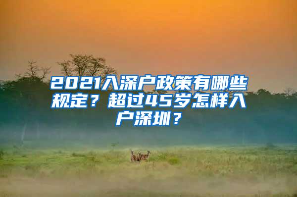 2021入深户政策有哪些规定？超过45岁怎样入户深圳？