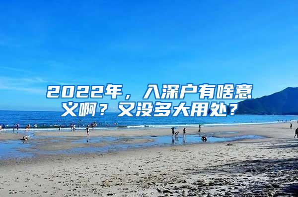 2022年，入深户有啥意义啊？又没多大用处？