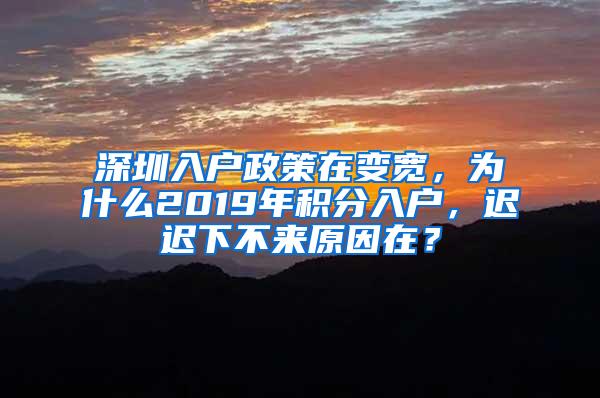 深圳入户政策在变宽，为什么2019年积分入户，迟迟下不来原因在？