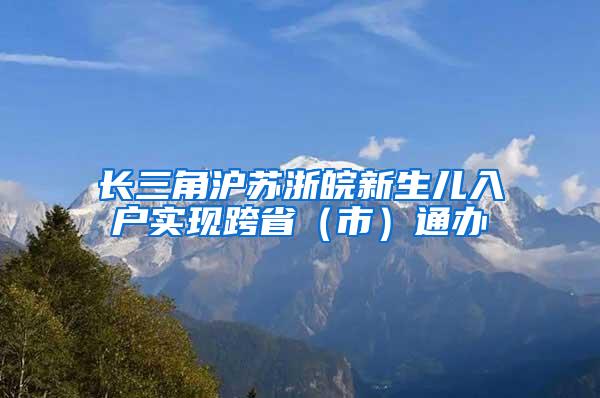 长三角沪苏浙皖新生儿入户实现跨省（市）通办