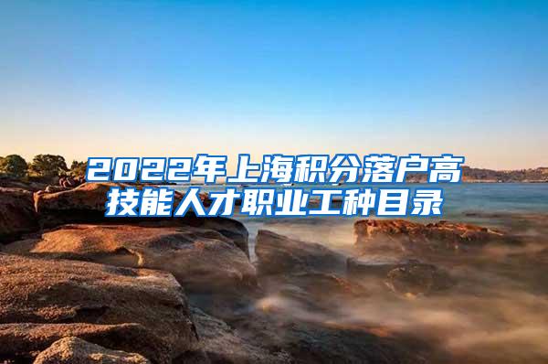 2022年上海积分落户高技能人才职业工种目录