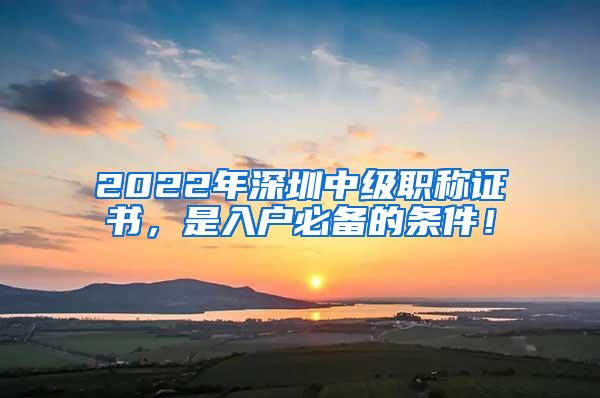 2022年深圳中级职称证书，是入户必备的条件！