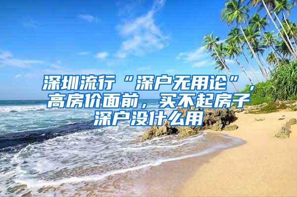 深圳流行“深户无用论”，高房价面前，买不起房子深户没什么用