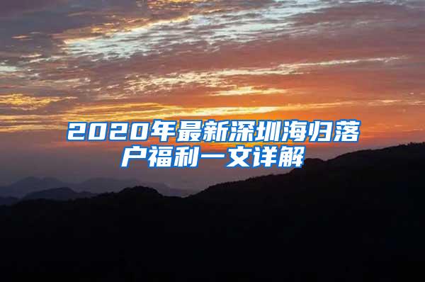 2020年最新深圳海归落户福利一文详解