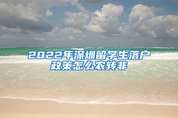 2022年深圳留学生落户政策怎么农转非