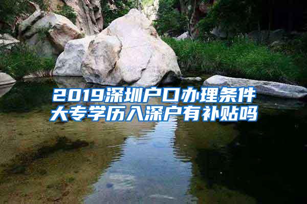 2019深圳户口办理条件大专学历入深户有补贴吗