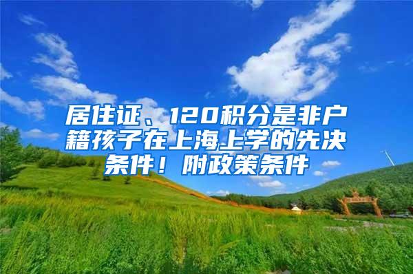 居住证、120积分是非户籍孩子在上海上学的先决条件！附政策条件